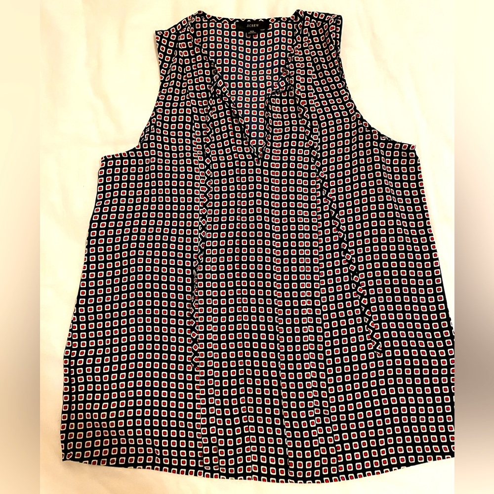 J. Crew Women Sleeveless Pleated Geometric Blouse | size XS